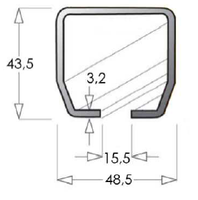 dokładne wymiary Szyny 1 metrowej  systemu HERKULES - ASSECURO
