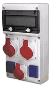 Rozdzielnica 11 modułowa 3x230V+ 2X16a Ip44 Wyposażona Block 632.312W - SCAME