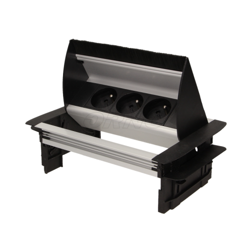 Gniazda ze szczotką przeciwkurzową 3x2P+Z chowane w blat