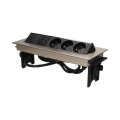 Gniazda meblowe  3x2P+Z, 2xUSB niklowana obudowa chowane w blat