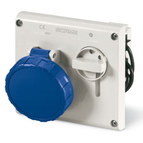 Gniazdo tablicowe z zamykaniem i blokadą SCAME IP67 niebieskie OMNIA_PROSPERSKLEP 32A 405.3283