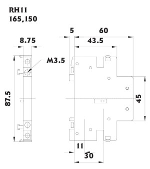 Styki pomocnicze RH 11 do styczników ETICON R25, R40, R63 2 i 3 modułowych (002461101) - ETI Polam