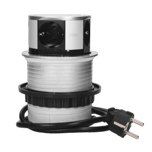 Gniazdo meblowe, wysuwane z blatu 4x250V AC z przewodem 1,5m OR-AE-1341(GS) Schuko - ORNO POLSKA