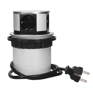 Gniazdo meblowe, wysuwane z blatu 4x250V AC z przewodem 1,5m OR-AE-1341(GS) Schuko - ORNO POLSKA