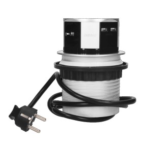 Gniazdo meblowe, wysuwane z blatu 3x250V AC z ładowarką USB i przewodem 1,5m, OR-AE-1342(GS) Schuko - ORNO POLSKA