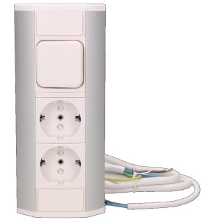 Gniazdo meblowe schuko 2x230V P+Z ORNO OR-GM-9002/W-G(GS) biało-srebrne z wyłącznikiem - ORNO POLSKA