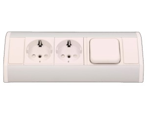 Gniazdo meblowe schuko 2x230V P+Z ORNO OR-GM-9002/W-G(GS) biało-srebrne z wyłącznikiem - ORNO POLSKA