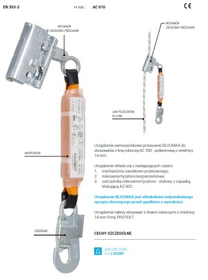 Urządzenie samozaciskowe Blocmax AC 010 - PROTEKT (bez liny)
