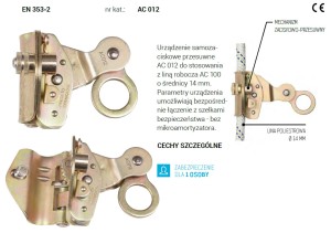 Urządzenie samozaciskowe przesuwne Miniblocmax AC 012 - PROTEKT (bez liny)