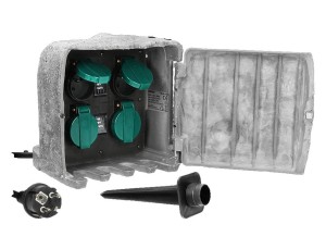 Gniazdo ogrodowe Kamień ORNO OR-AE-13185 4x2P+Z, IP44, przewód 3m H07RN-F 3x1,5mm2- 2 tryby pracy - ORNO POLSKA