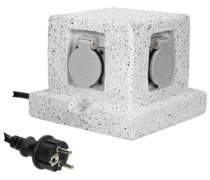 Gniazdo ogrodowe schuko Słupek ORNO OR-AE-13186(GS) 4x2P+Z, IP44, przewód 3m H07RN-F 3x1,5mm2 - ORNO POLSKA