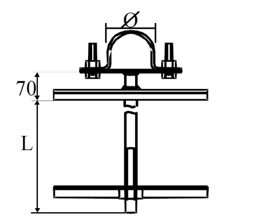 Uchwyt UKZ-1 z odsadzeniem 70mm PROSPERSKLEP Delkar EP-UC-UKZ1-25X200