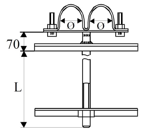 Uchwyt UKZ-2 z odsadzeniem 70mm PROSPERSKLEP Delkar EP-UC-UKZ2-25X330