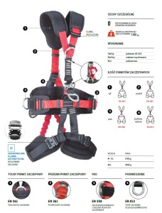 Szelki bezpieczeństwa P-73mX AB 173 21 do urządzenia zaciskowego z automatycznymi klamrami 4 punkty zaczepowe - PROTEKT