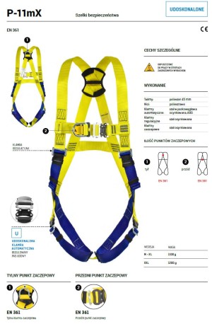 Szelki bezpieczeństwa z automatyczną klamrą P-11mX AB 110 06 PROTEKT