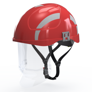 Hełm SECRA F111.RSE2 H058S czerwony z osłoną twarzy kl 1- HUBIX