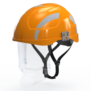 Hełm SECRA F111.OSE2 H058S pomaranczowy z osłoną twarzy kl 1- HUBIX
