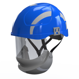 Hełm SECRA F113.BSE2 H058S niebieski z osłoną twarzy kl 2- HUBIX