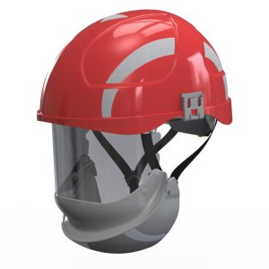 Hełm SECRA H114.RSE2 H058S czerwony z osłoną twarzy kl 2- HUBIX