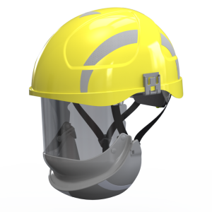 Hełm SECRA H114.YSE2 H058S żółty z osłoną twarzy kl 2- HUBIX