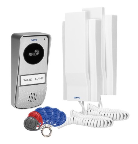 Zestaw domofonowy 2-rodzinny z interkomem ORNO MIZAR MULTI OR-DOM-AT-930/W natynkowy z czytnikiem breloków PROSPERSKLEP