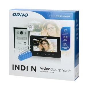 Zestaw wideodomofonowy ORNO INDI N OR-VID-VP-1069/B  z czytnikiem breloków zbliżeniowych interkom czarny