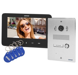 Zestaw wideodomofonowy ORNO INDI P OR-VID-VP-1070/B  z czytnikiem breloków zbliżeniowych interkom czarny