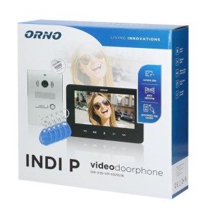 Zestaw wideodomofonowy ORNO INDI P OR-VID-VP-1070/B  z czytnikiem breloków zbliżeniowych interkom czarny