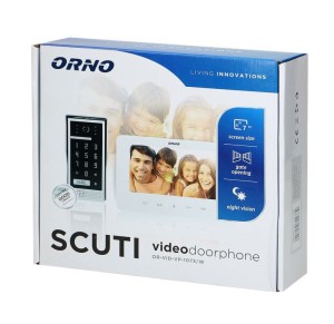 Zestaw wideodomofonowy ORNO SCUTI OR-VID-VP-1073/W kolor LCD 7" interkom z szyfratorem natynkowy biały