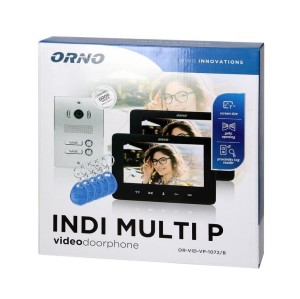 Zestaw wideodomofonowy 2-rodzinny ORNO INDI MULTI P OR-VID-VP-1072/B  z czytnikiem breloków podtynkowy