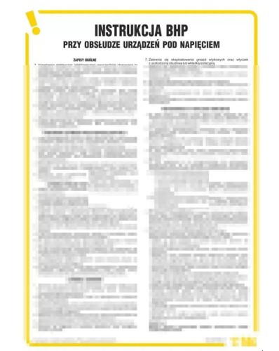 Instrukcja BHP - Obsługa rozdzielni niskiego napięcia 25cmx35cm HUBIX K992.0106 PROSPERSKLEP