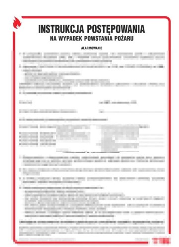 Instrukcja -  Postępowanie na wypadek pożaru 25cmx35cm HUBIX K992.0105 PROSPERSKLEP