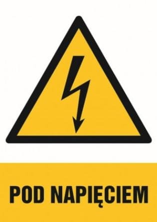 Znak na płycie PVC POD NAPIĘCIEM 160mmx120mm HUBIX K991.0202 PROSPERSKLEP