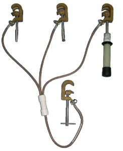 Uziemiacz przenośny na szyny płaskie i przyłącze typu kula z zaciskami WT-K25A U3-K-WT-K25/A-3/1-18,5/1-95-(I)(WR-K25) ELEKTROWYPOSAŻENIE