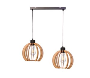 Lampa wisząca ORNO ADVITI Juala 2P AD-LD-6377BE27M E27 2x60W czarna drewno