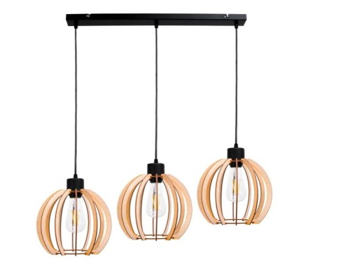 Lampa wisząca ORNO ADVITI Juala 3P AD-LD-6378BE27D E27 3x60W czarna drewno PROSPERSKLEP