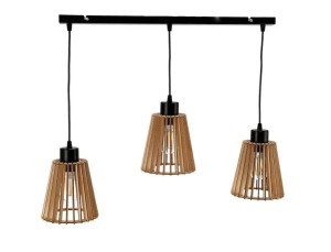 Lampa wisząca ORNO ADVITI Delos 3P AD-LD-6409BE27D E27 3x60W czarna drewno listwa