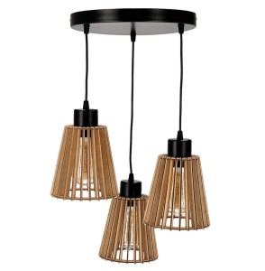 Lampa wisząca ORNO ADVITI Delos 3P AD-LD-6410BE27D E27 3x60W czarna drewno okrągła