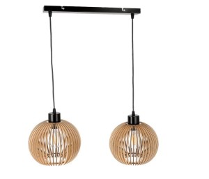 Lampa wisząca ORNO ADVITI Anafi 2P AD-LD-6412BE27D E27 2x60W czarna drewno listwa