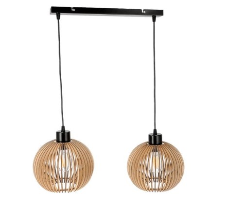 Lampa wisząca ORNO ADVITI Anafi 2P AD-LD-6412BE27D E27 3x60W czarna drewno listwa PROSPERSKLEP