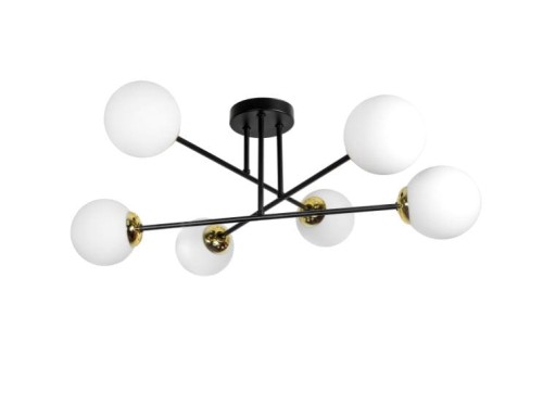 Lampa wisząca ORNO ADVITI Leia 6P AD-LD-6439B-CE27SM E27 6x60W czarno-złota PROSPERSKLEP