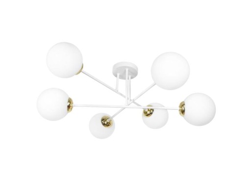 Lampa wisząca ORNO ADVITI Leia 6P AD-LD-6439W-CE27SM 6x60W biało-złota PROSPERSKLEP