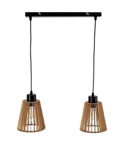 Lampa wisząca ORNO ADVITI Delos 2P AD-LD-6408BE27D E27 2x60W czarna drewno listwa