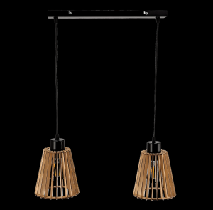 Lampa wisząca ORNO ADVITI Delos 2P AD-LD-6408BE27D E27 2x60W czarna drewno listwa