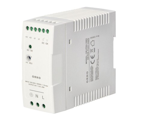 Zasilacz przemysłowy na szynę DIN 24V DC 2,5A 60W ORNO OR-PSU-1663 obudowa z tworzywa sztucznego PROSPERSKLEP