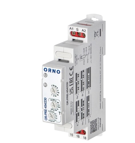 Przekaźnik czasowy 10 funkcji ORNO OR-PRE-454/230 zasilanie 230V PROSPERSKLEP