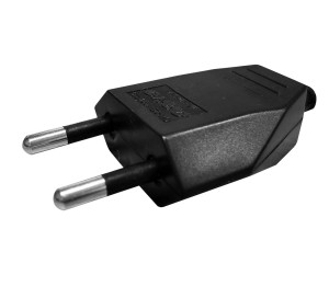 Wtyczka płaska bez uziemienia wykonana z poliwęglanu 250V czarna ORNO OR-AE-13241/B/50 zestaw 50 sztuk