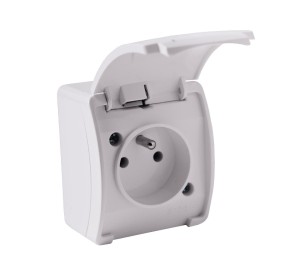 Gniazdo pojedyncze z uziemieniem typu E 2P+Z białe ORNO AQUATIC OR-OE-7105/W/10 zestaw 10 sztuk