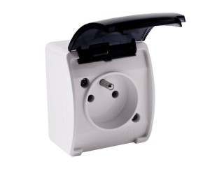 Gniazdo pojedyncze z uziemieniem typu E 2P+Z białe dymione ORNO AQUATIC OR-OE-7105/WT/10 zestaw 10 sztuk