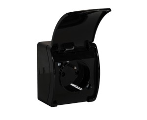 Gniazdo pojedyncze z uziemieniem typu E 2P+Z czarne ORNO AQUATIC OR-OE-7105/B/10 zestaw 10 sztuk